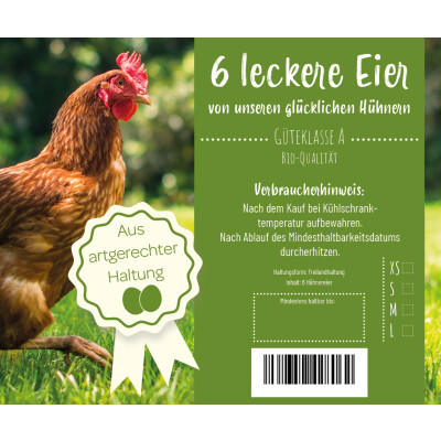 Etiketten für 6er-Eierkartons, Motiv 3