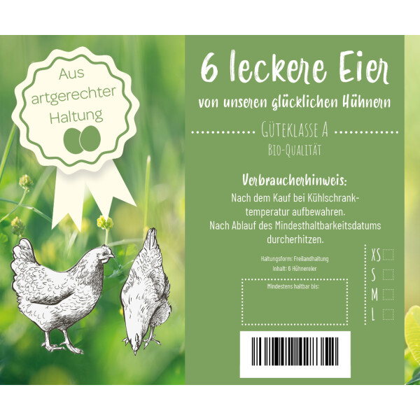 Etiketten für 6er-Eierkartons, Motiv 4